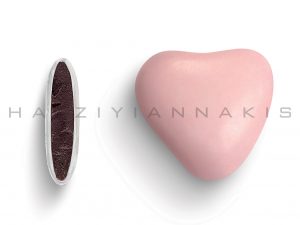 heart praline with sugar coating-light pink polished or matte