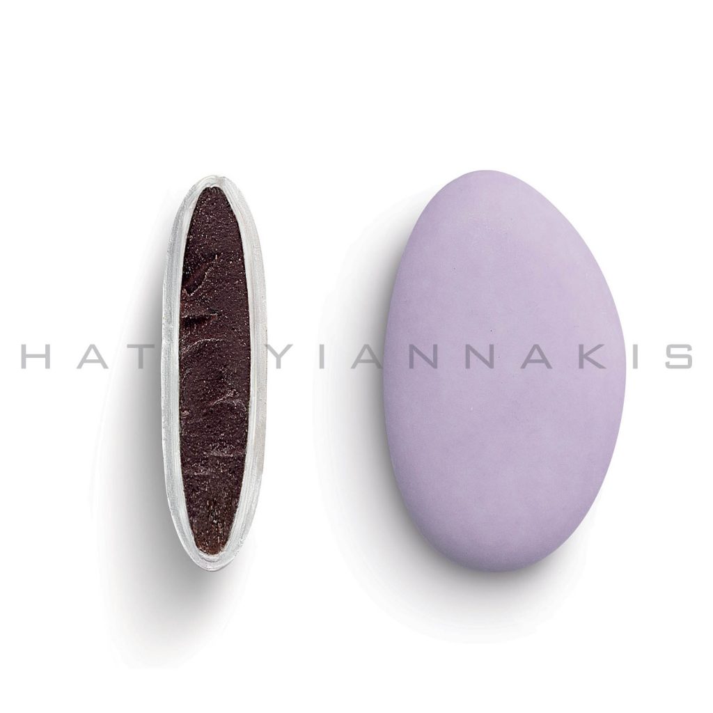 chocolate (70% cocoa) with a thin layer of sugar coating-lilac