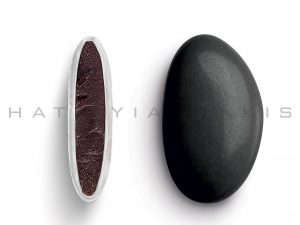 chocolate (70% cocoa) with a thin layer of sugar coating-black polished